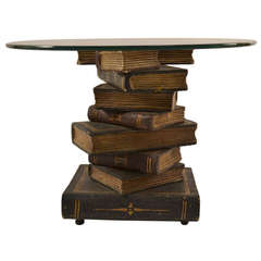 Stacked Book Form Glass Top Table