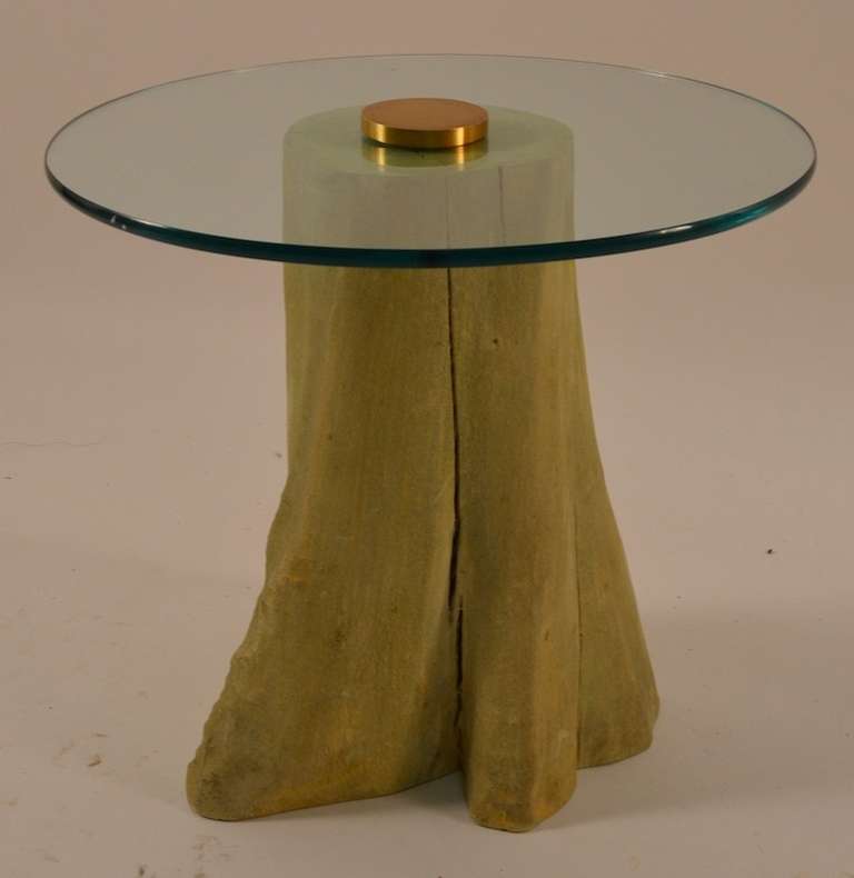 Tree Trunk Base Plate Glass Top Table