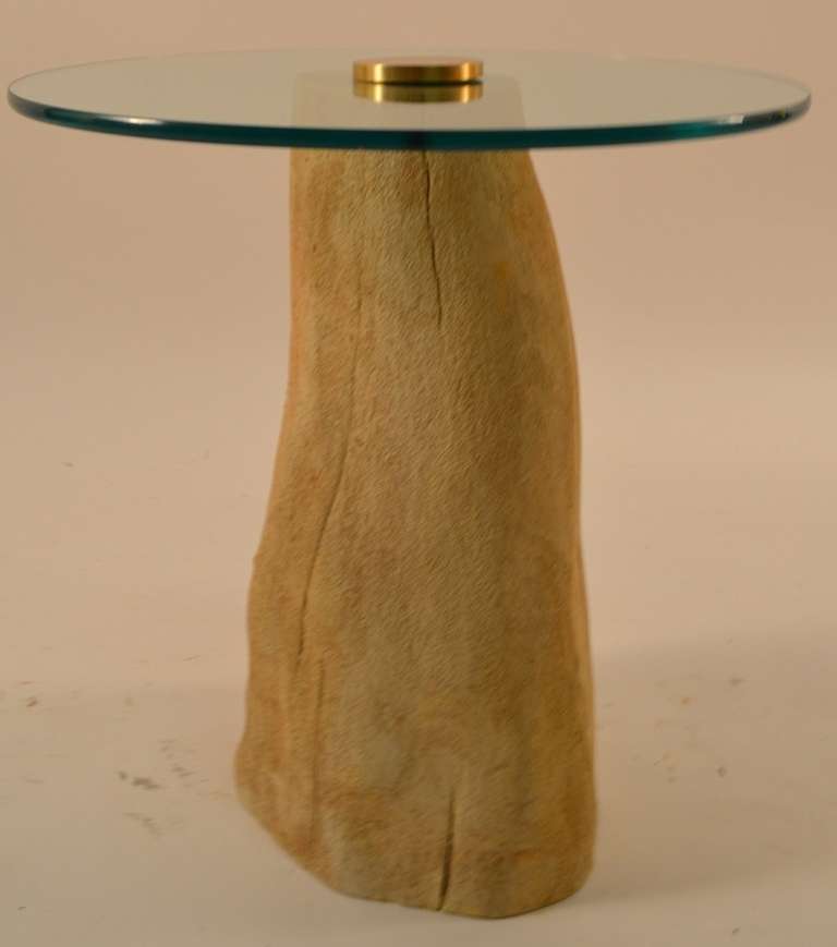 Brass Tree Trunk Base Plate Glass Top Table