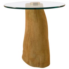 Tree Trunk Base Plate Glass Top Table
