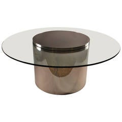 Vintage Phenomenal Round Glass and Chrome Dining Table