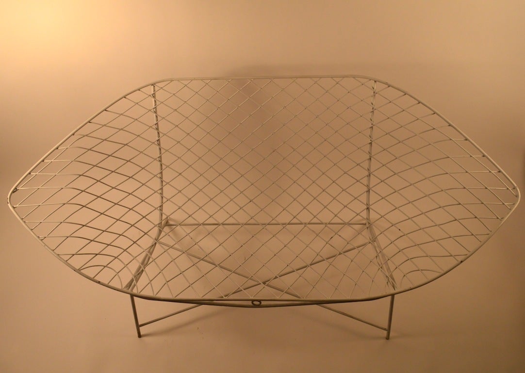 American Diamond Shaped Outdoor Love Seat after Bertoia