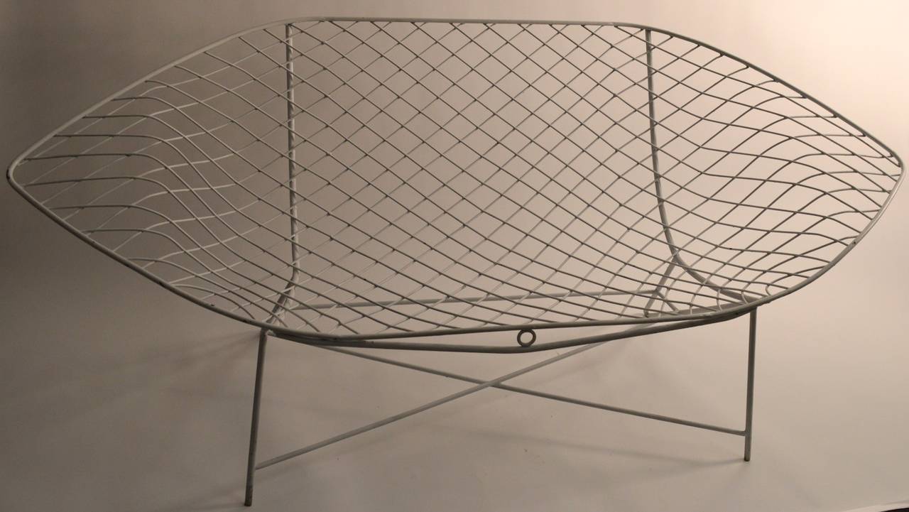 Mid-20th Century Diamond Shaped Outdoor Love Seat after Bertoia