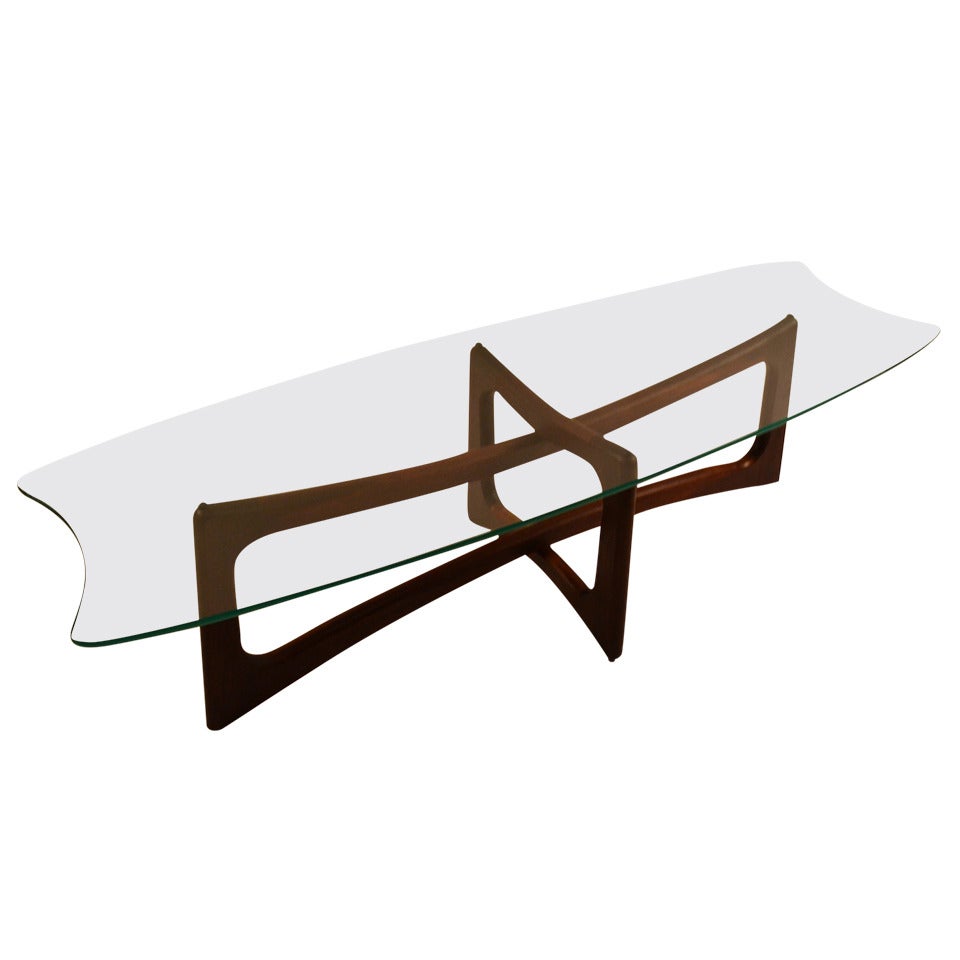 Adrian Pearsall Glass Top Surfboard Coffee Cocktail Table