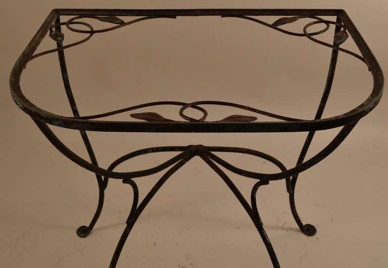 Arts and Crafts Salterini Demi-lune Console Wrought Iron Table