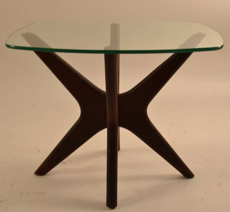 Pair of glass top end tables by Pearsall.