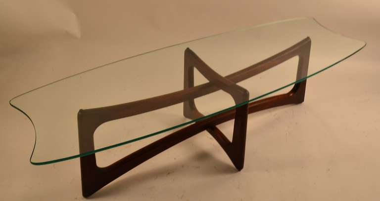 Nice form Pearsall glass top coffee table.