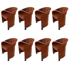 Set of Eight Italian Leather Dining Chairs