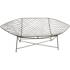 Diamond Shaped Outdoor Love Seat after Bertoia