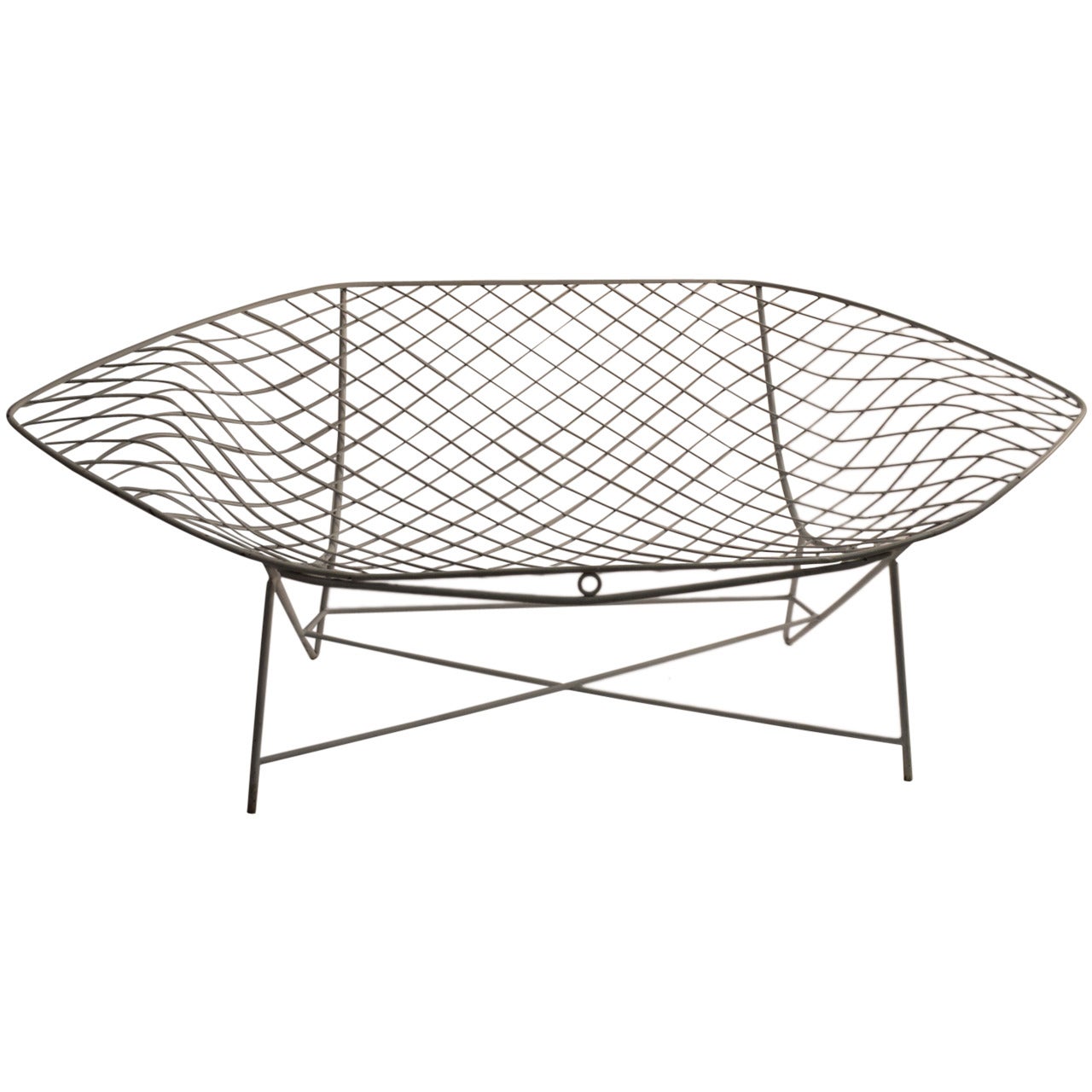 Diamond Shaped Outdoor Love Seat after Bertoia