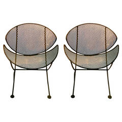 Pair of Tempestini for Salterini "Clam Shell" or "Slice" Iron Chairs