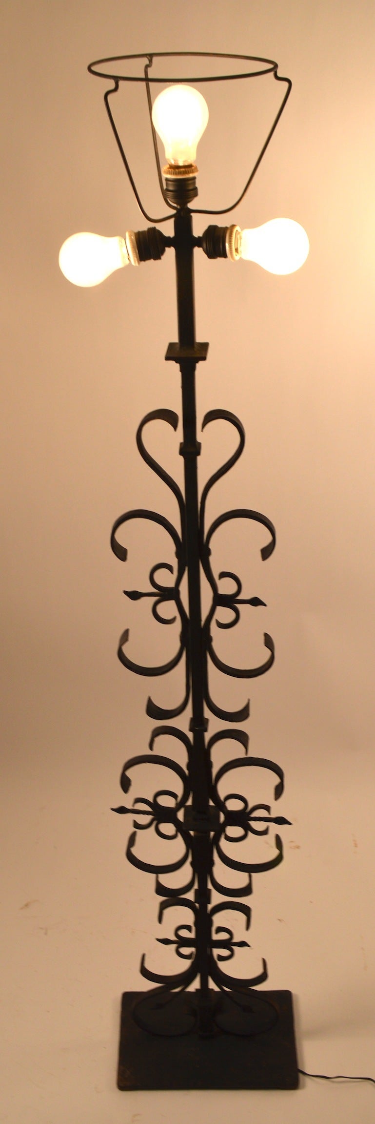 Early 20th Century Wrought Iron Spanish Gothic Style Floor Lamp