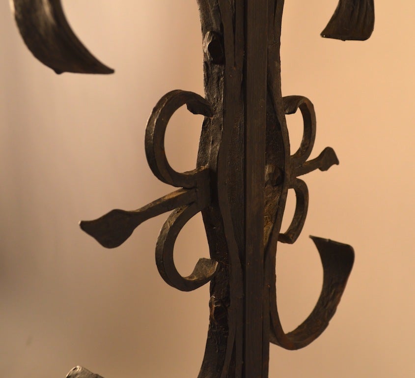 Wrought Iron Spanish Gothic Style Floor Lamp In Good Condition In New York, NY