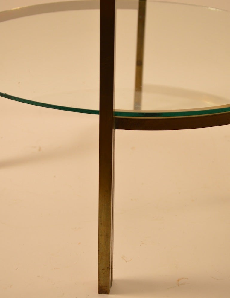 Mid-20th Century Two-Tier Brass and Glass Table