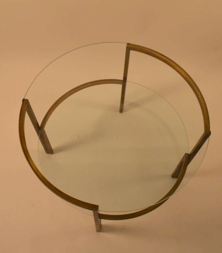 American Two-Tier Brass and Glass Table
