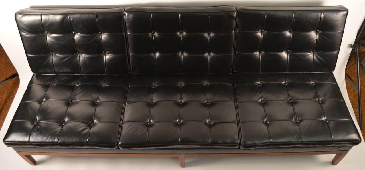 Black Leather Knoll Sofa