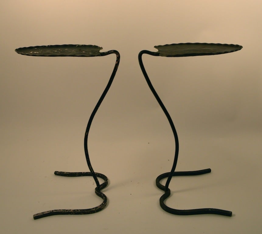 Unusual to find two matching Salterini leaf tables.