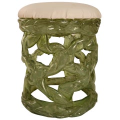 Translucent Plastic Resin  Stool in the Brutalist Style