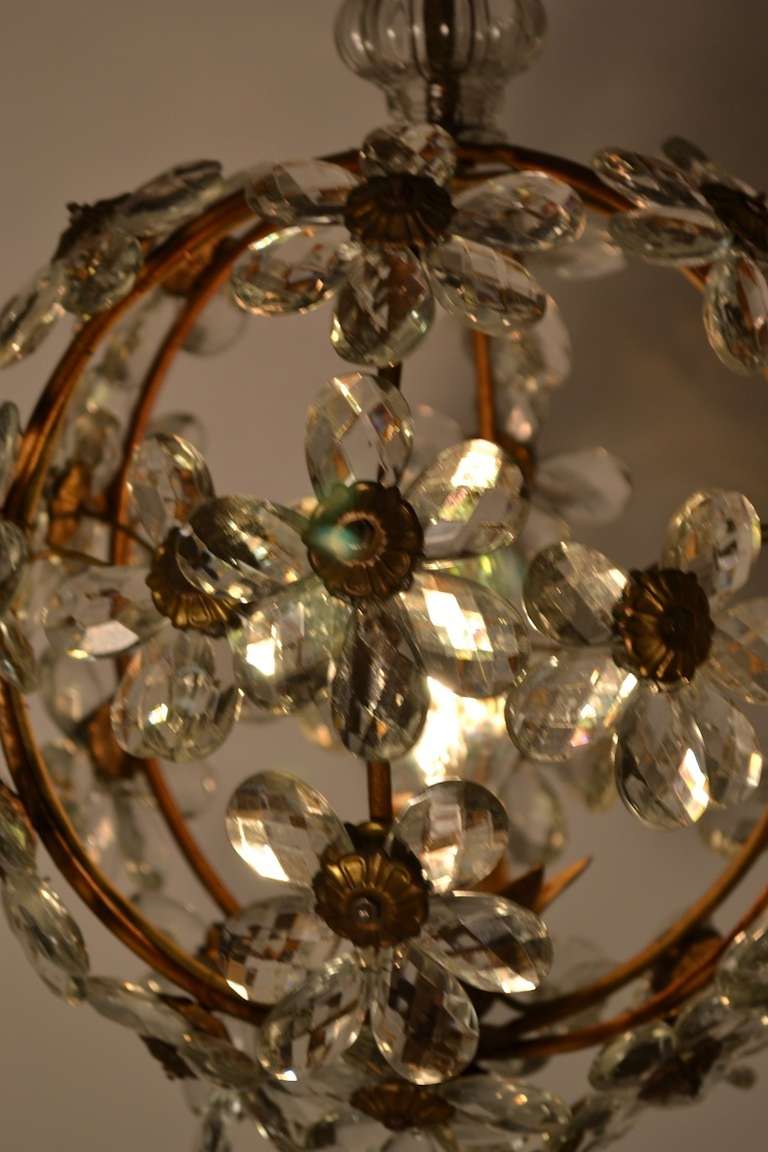 Mid-20th Century Floral Glass Ball Chandelier