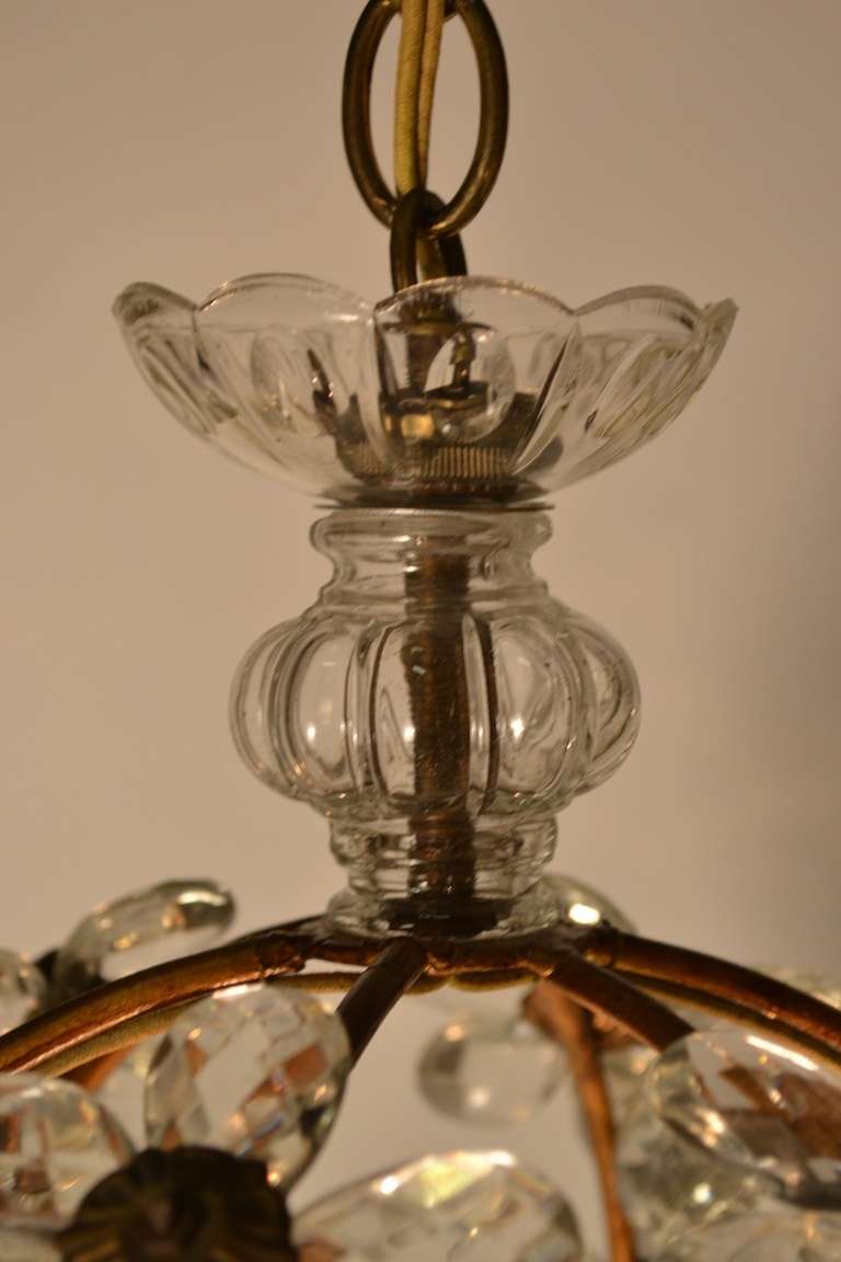 French Floral Glass Ball Chandelier