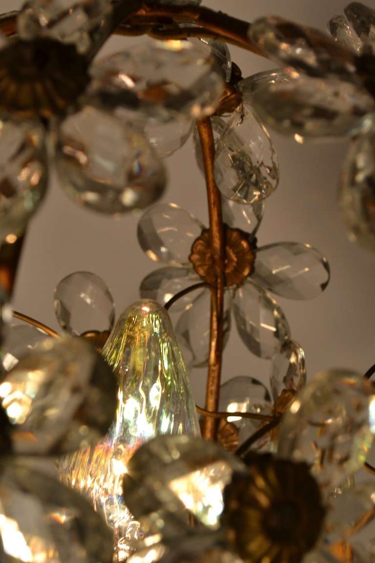 Hollywood Regency Floral Glass Ball Chandelier