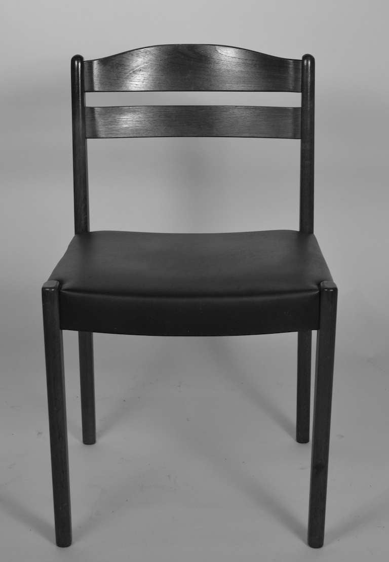Set of six  Teak Danish Modern armless dining chairs. - signed 