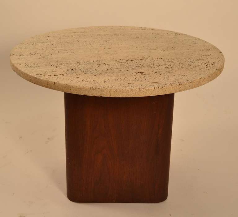 Mid-20th Century Probber Travertine Top Taboret End Table