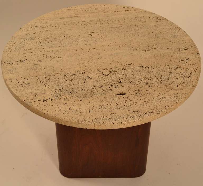 Probber Travertine Top Taboret End Table In Excellent Condition In New York, NY