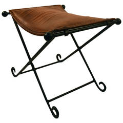 Leather and Iron X-Form Stool 4
