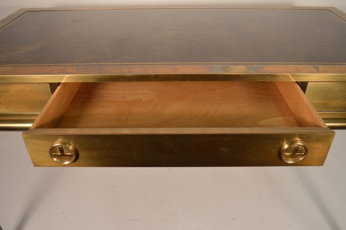 Bernard Rohone for Mastercraft Brass Desk and Chair In Excellent Condition In New York, NY