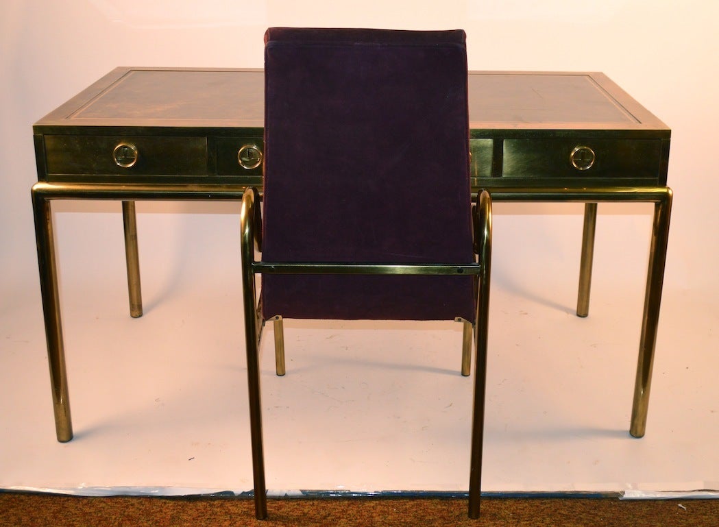 Bernard Rohone for Mastercraft Brass Desk and Chair 4