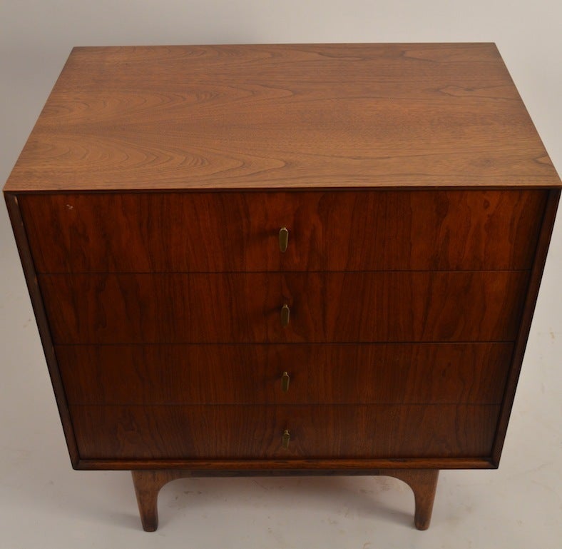 Mid-Century Modern Diminutive Four Drawer Chest, Night Stand