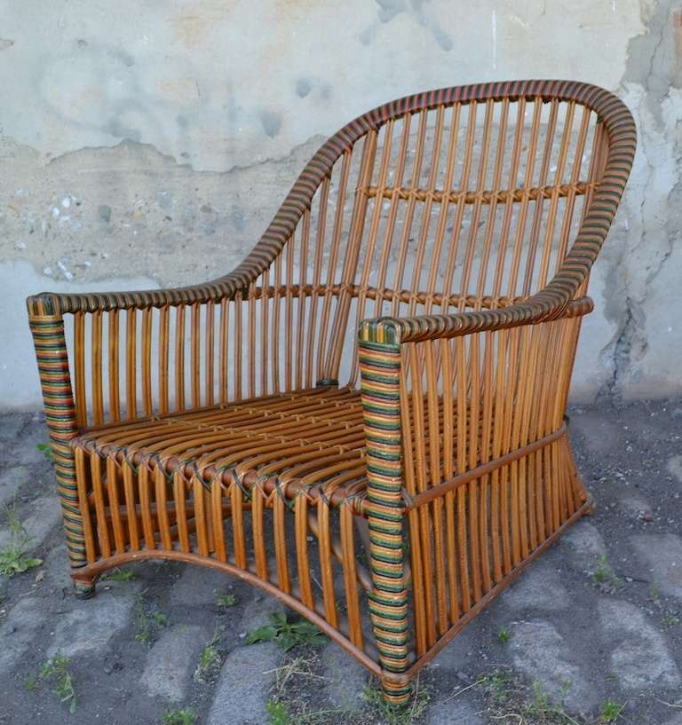 Split Reed, Stick Wicker club chair marked 
