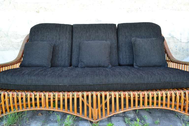 Ficks Reed Split Reed Stick Wicker Sofa In Excellent Condition In New York, NY