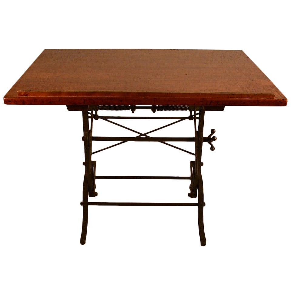 American Drafting Table with Cast Iron Base