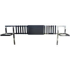 King Size Chrome and Black Leather Headboard