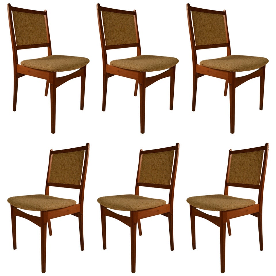 Danish Modern Set of Six Teak Dining Chairs