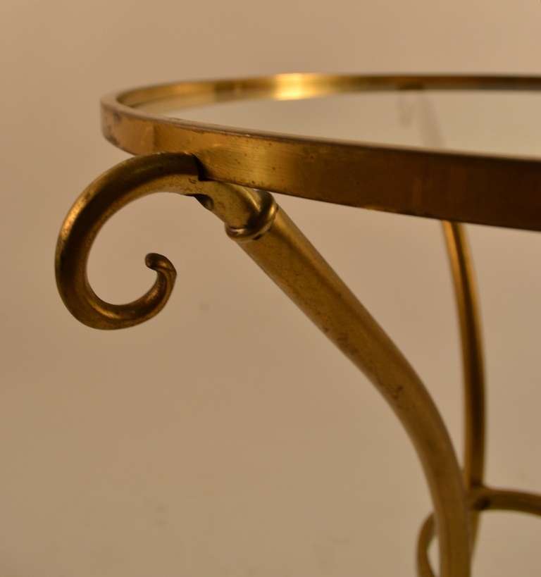 Pair of Glass Top Brass Frame Gueridon Stands In Excellent Condition In New York, NY