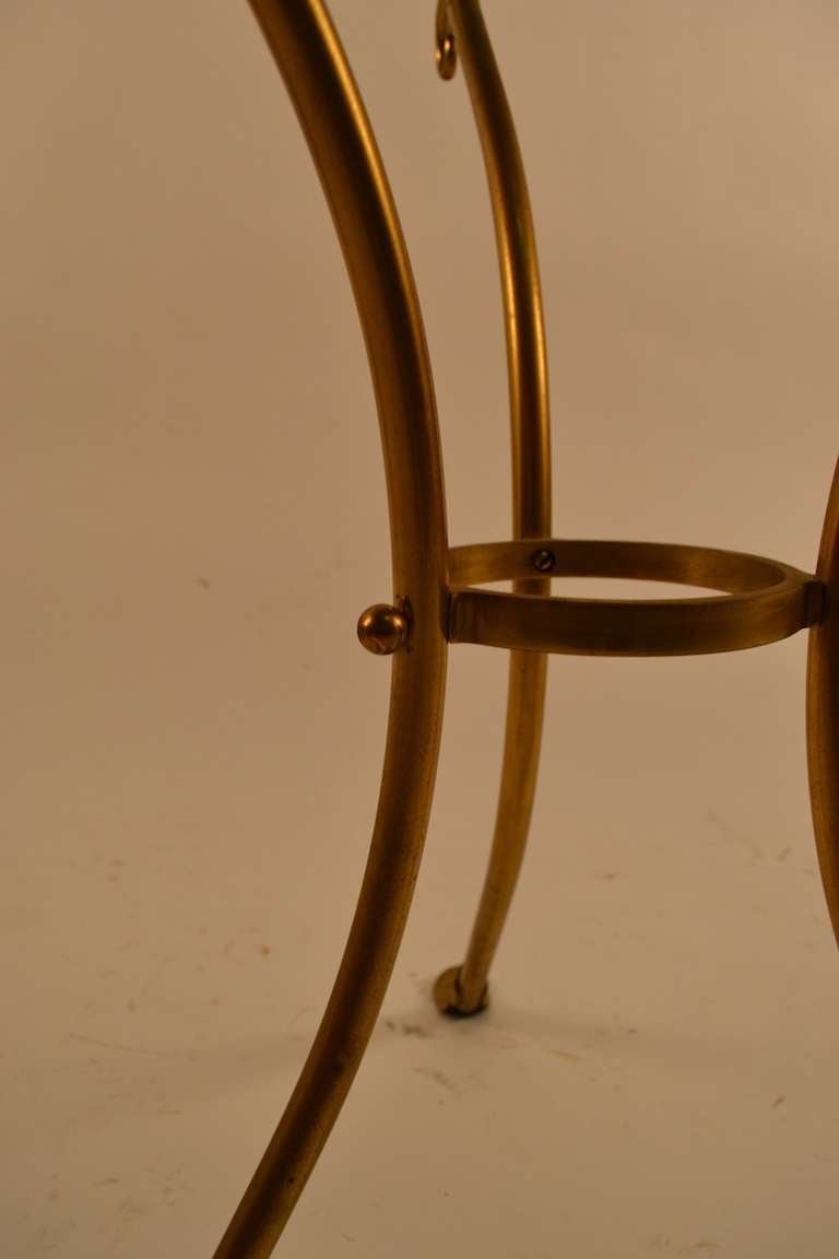 Mid-20th Century Pair of Glass Top Brass Frame Gueridon Stands