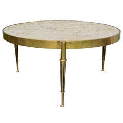 Hollywood Regency Capiz Shell and Cast Brass Coffee Table