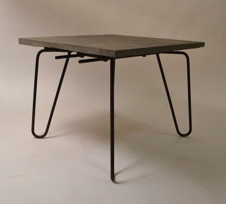 Mid-Century Modern Slate and Iron Table after Royere