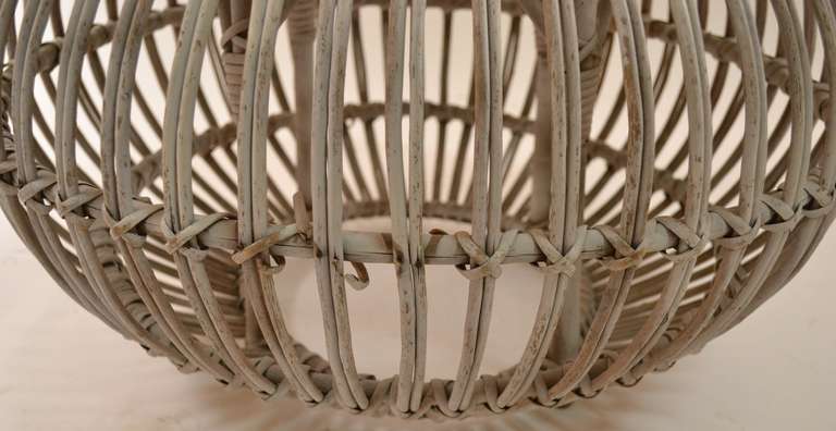 Italian Franco Albini Wicker Pouf Ottoman Stool