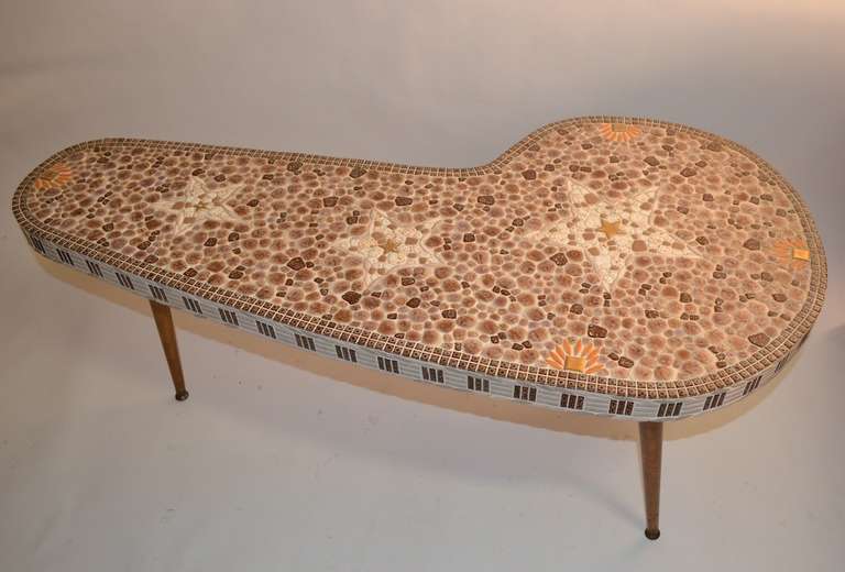 1960's Mosaic Top Free Form Coffee Table In Excellent Condition In New York, NY