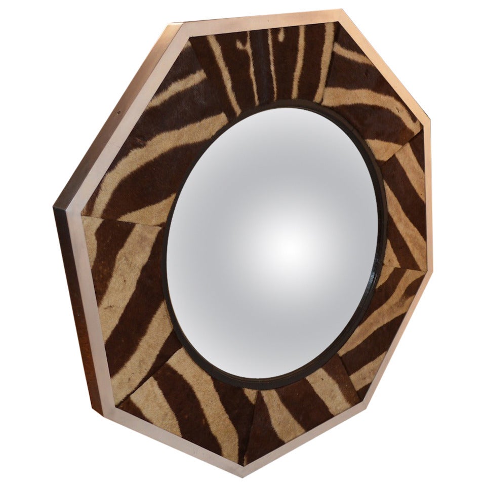 Octagonal Aluminum Frame Zebra Skin Convex Mirror