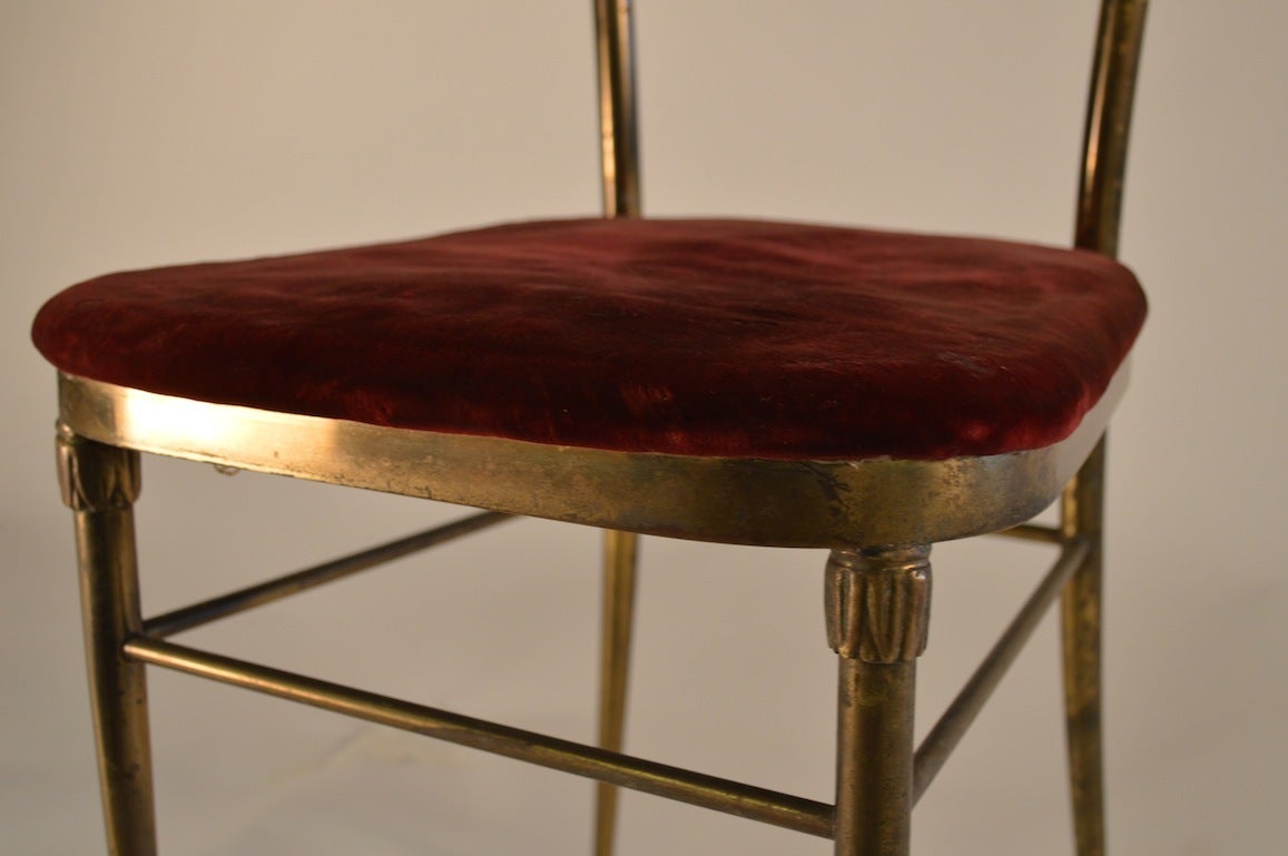 Pair of Italian High-Back Brass Chairs Attributed to Chiavari 1