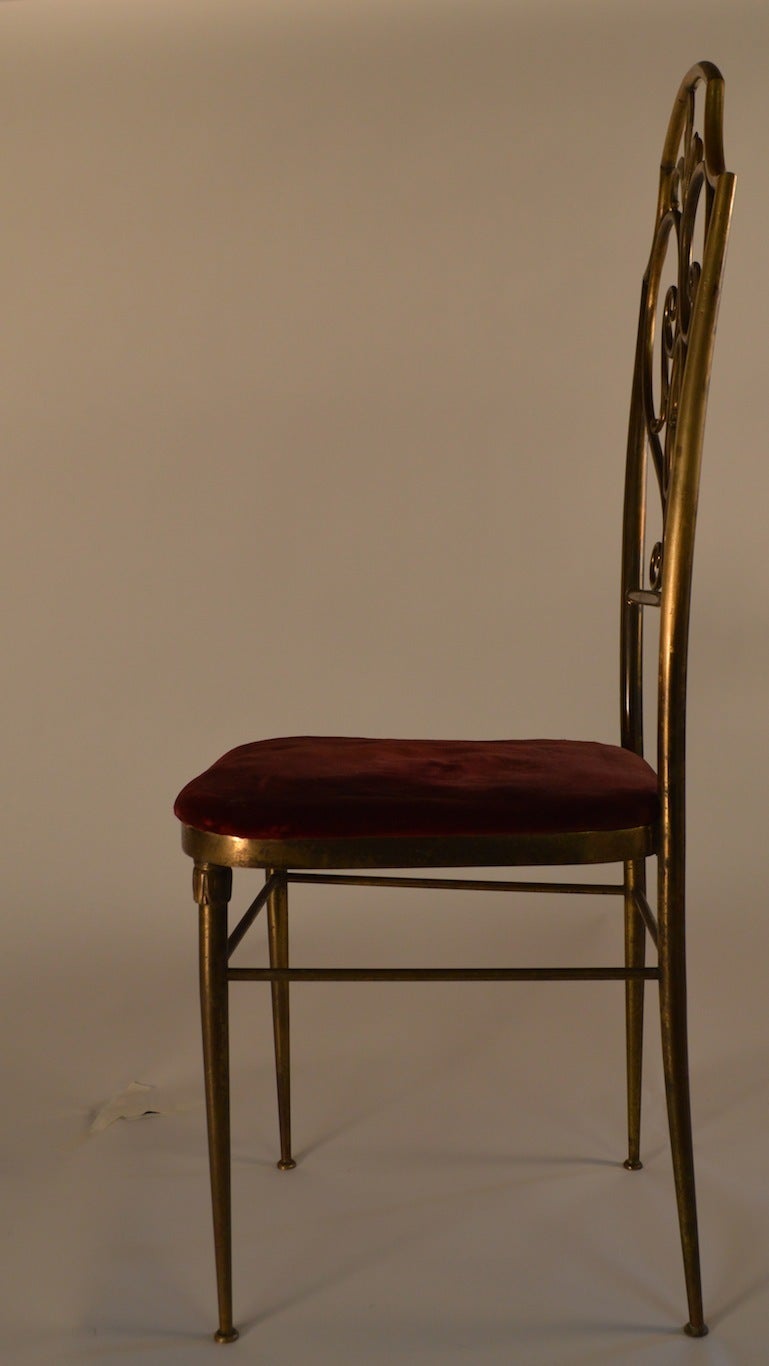 Pair of Italian High-Back Brass Chairs Attributed to Chiavari 5