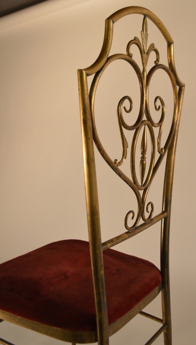 Pair of Italian High-Back Brass Chairs Attributed to Chiavari 4