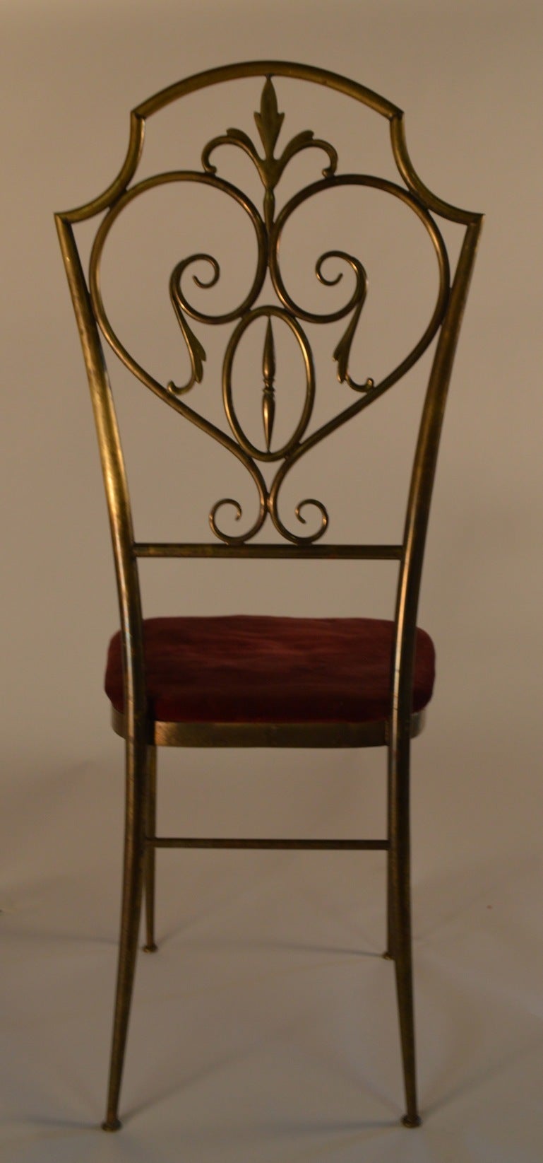 Pair of Italian High-Back Brass Chairs Attributed to Chiavari 3