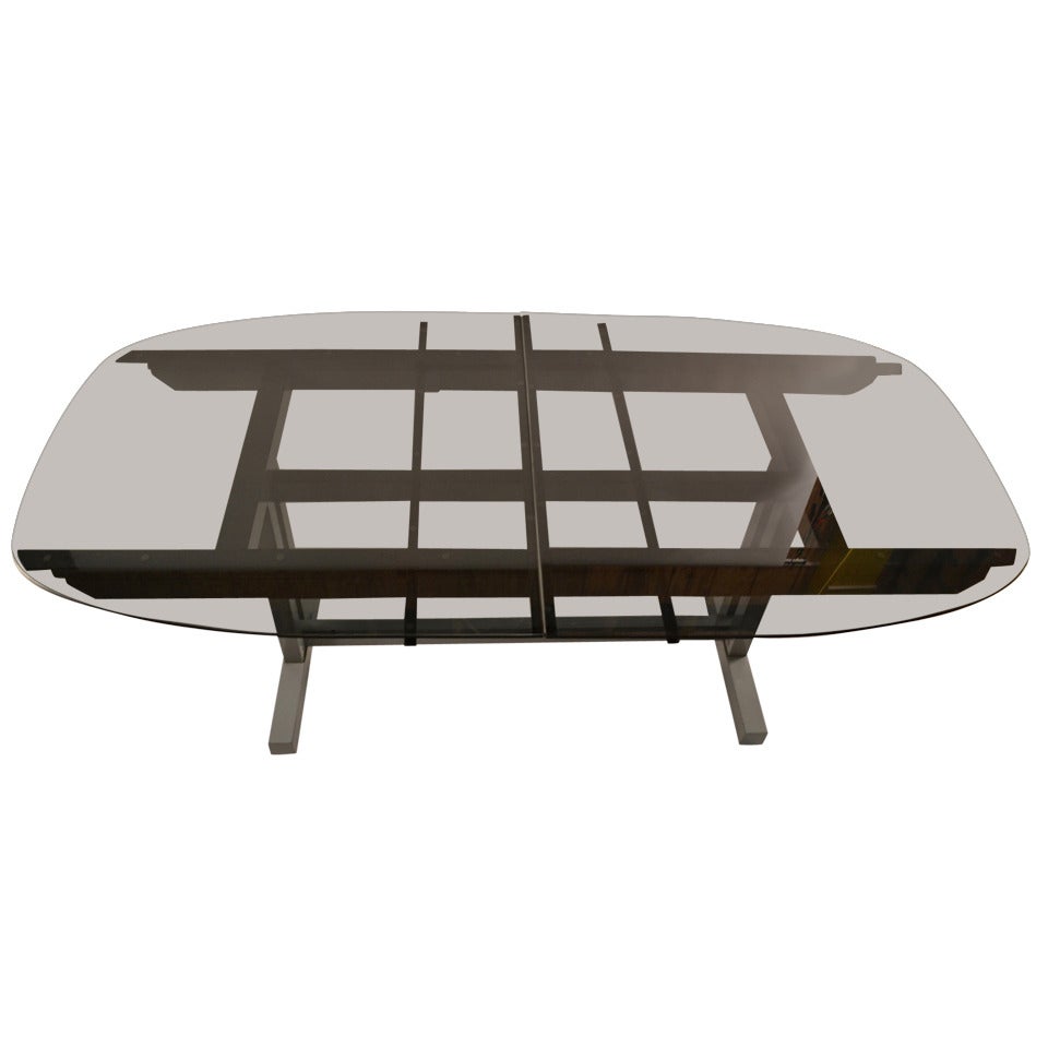 Unusual Plate Glass Extension Dining Table