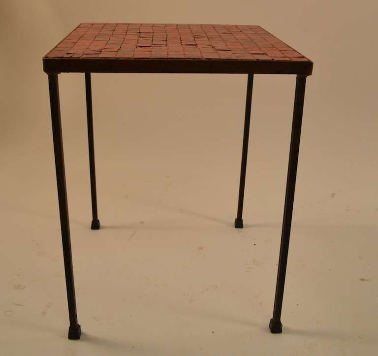 Pair of Square Mosaic Top Modernist Tables 1